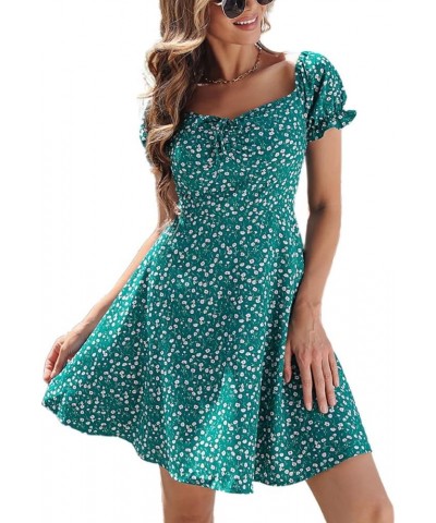 Women's Summer Dress Party Dresses Fall Casual Ruffle Holiday Ruched Short Sleeve Fitted A Line Dress Green $9.93 Dresses