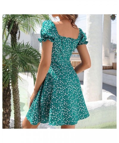 Women's Summer Dress Party Dresses Fall Casual Ruffle Holiday Ruched Short Sleeve Fitted A Line Dress Green $9.93 Dresses