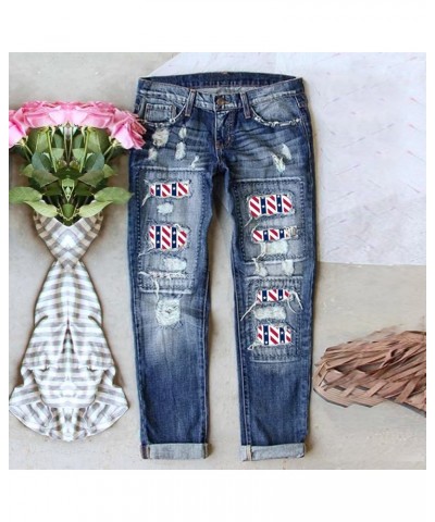 Women's Jeans Christmas Leggings Santa Print Patchwork Ripped Pants Mid Waist Hole Jeans Pants Jeans for Women Std1-bu1 $20.9...