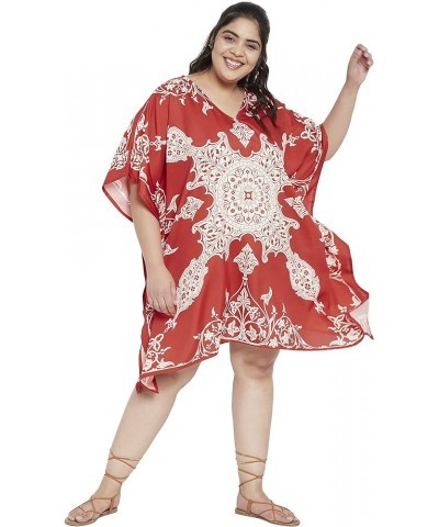 Gypsie Blu Women Caftan Tunic Top African Dashiki Kimono Dress Summer Sundress Tunic Plus Size Mini Dress Red and White $11.1...