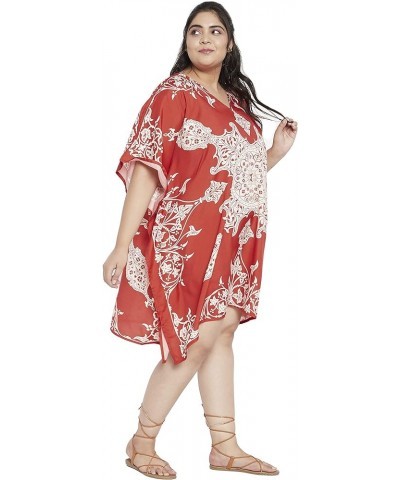 Gypsie Blu Women Caftan Tunic Top African Dashiki Kimono Dress Summer Sundress Tunic Plus Size Mini Dress Red and White $11.1...