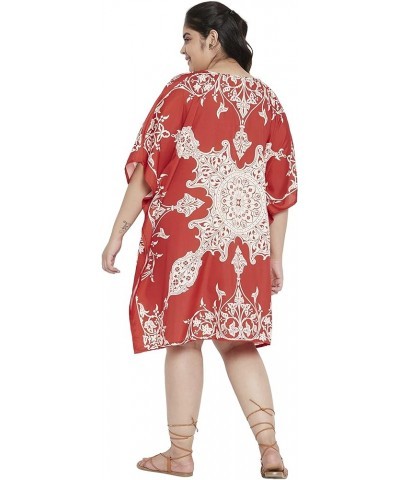 Gypsie Blu Women Caftan Tunic Top African Dashiki Kimono Dress Summer Sundress Tunic Plus Size Mini Dress Red and White $11.1...