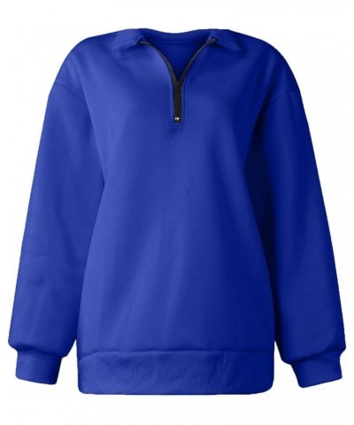 Women's Casual Oversized Half Zip Sweatshirts Long Sleeve Solid Color Pullover Jackets with Pockets 3-royal Blue $5.97 Hoodie...