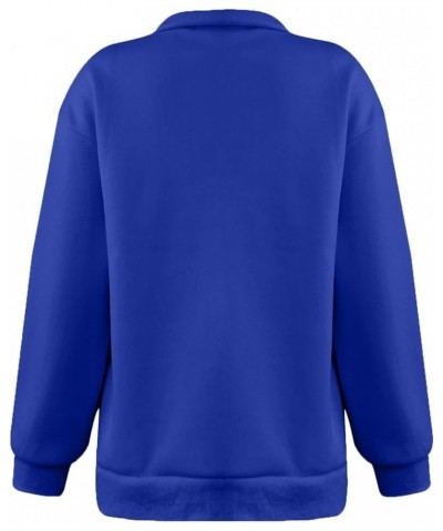 Women's Casual Oversized Half Zip Sweatshirts Long Sleeve Solid Color Pullover Jackets with Pockets 3-royal Blue $5.97 Hoodie...