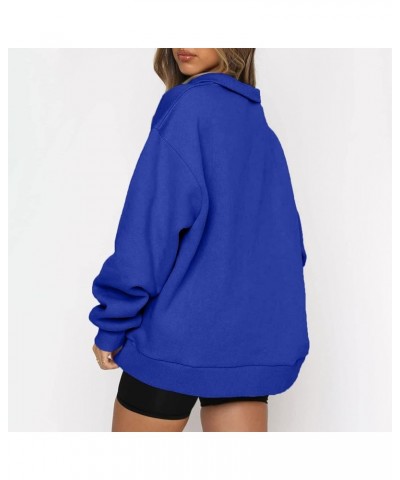 Women's Casual Oversized Half Zip Sweatshirts Long Sleeve Solid Color Pullover Jackets with Pockets 3-royal Blue $5.97 Hoodie...