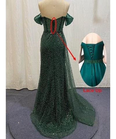 Luxury Fitted Prom Dresses Long with Slit Mermaid Beading Formal Evening Gowns for Wedding Guest Off Shoulder Yellow $74.47 D...