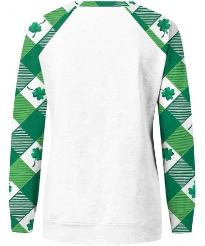 Saint Patricks Day Shirts Women 2024 Shamrock Lucky Tops Long Sleeve V Neck Cold Shoulder Dressy Tunic Blouses M4 E-mint Gree...