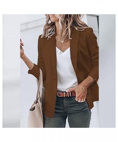 Women's Casual Blazer Jacket Open Front Work Office Professional Blazers Plus Size Long Sleeve Cardigan Coat Brown $5.29 Blazers