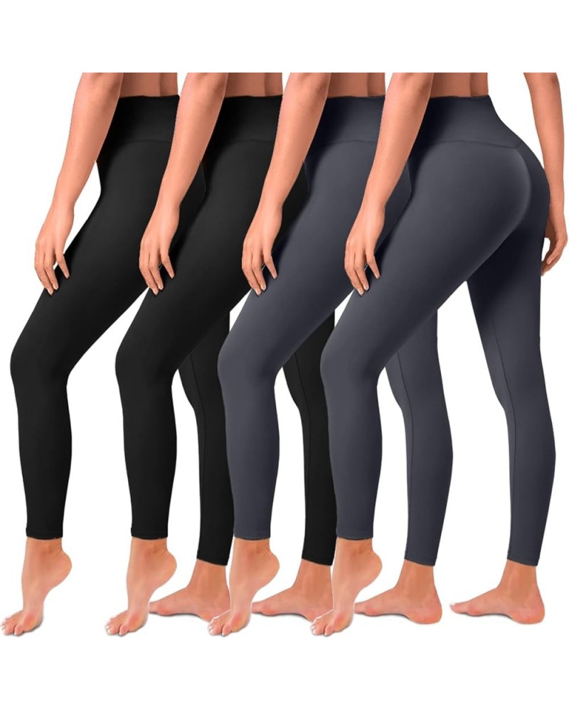 4 Pack Leggings for Women Butt Lift High Waisted Tummy Control Slimming Black No See-Thru Yoga Pants Workout Running 12-2 Pac...