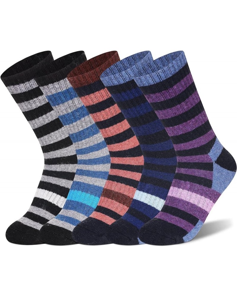 Womens Merino Wool Hiking Socks Winter Soft Thermal Warm Boot Cushion Work Socks 5 Pairs Stripe $10.34 Activewear