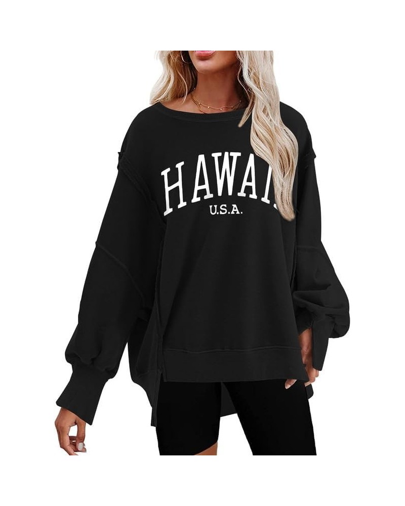 Sweatshirt for Women Crewneck Spring Lightweight Solid Color 2024 Fashion Warm Oversized Fit Pullover Sweatshirts N1 Hawaii B...