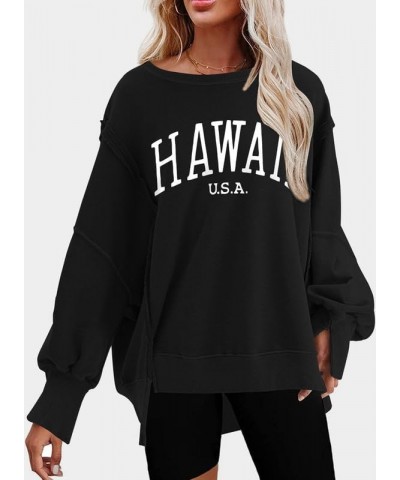 Sweatshirt for Women Crewneck Spring Lightweight Solid Color 2024 Fashion Warm Oversized Fit Pullover Sweatshirts N1 Hawaii B...