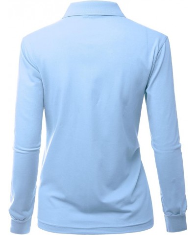 Women's Pique 180-200 TC Polo Dri Fit Collar T-Shirts Skyblue $11.28 Shirts