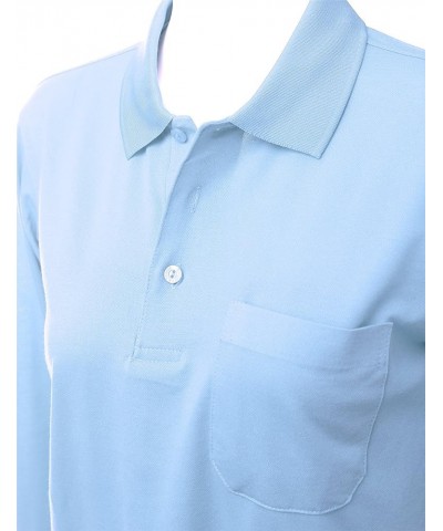 Women's Pique 180-200 TC Polo Dri Fit Collar T-Shirts Skyblue $11.28 Shirts