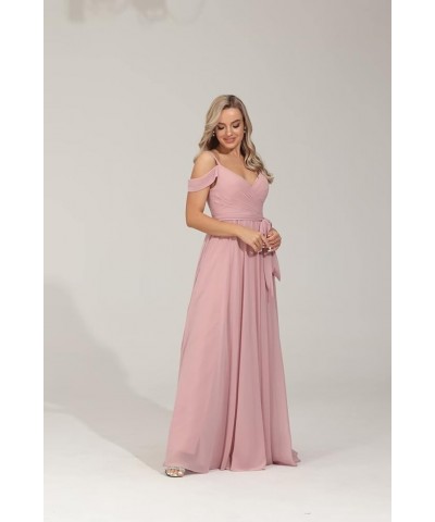 Off Shoulder Bridesmaid Dresses for Women Pleated Chiffon Long Formal Wedding Guests Dresses with Slit Burgundy $25.30 Dresses