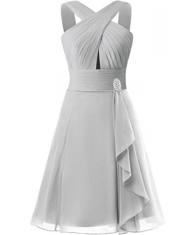 Homecoming Dresses Short Bridesmaid Dress Wedding Guest Dresses Keyhole Cocktail Dress Silver $18.00 Dresses