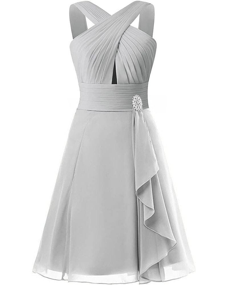 Homecoming Dresses Short Bridesmaid Dress Wedding Guest Dresses Keyhole Cocktail Dress Silver $18.00 Dresses