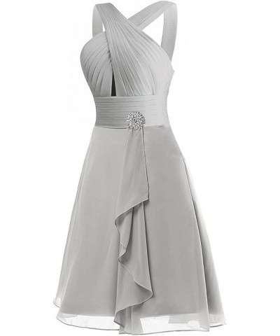 Homecoming Dresses Short Bridesmaid Dress Wedding Guest Dresses Keyhole Cocktail Dress Silver $18.00 Dresses