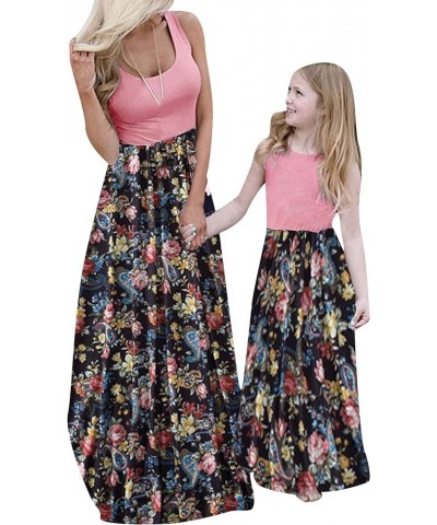 Mommy and Me Floral Dresses Summer Matching Maxi Dress Casual Family Matching Outfits Boho Pink $11.25 Dresses