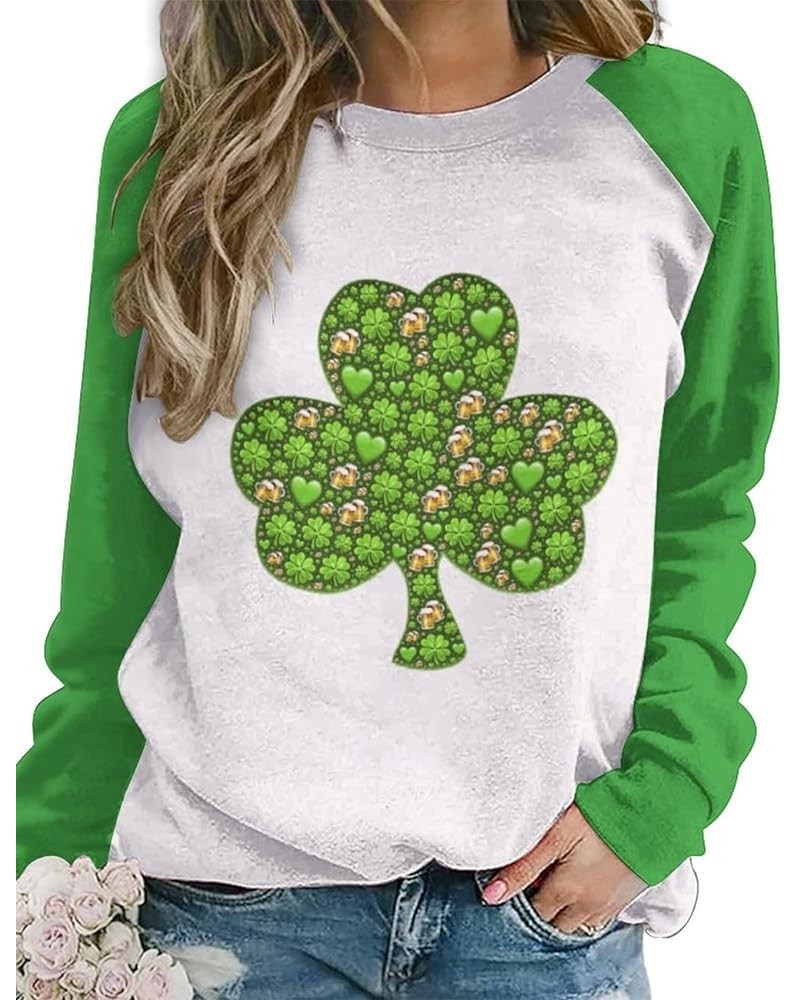 Women's Casual Holiday Sweatshirt Print Round Neck Long Sleeve Pullover Tops B-st. Patrick-green1 $16.73 Hoodies & Sweatshirts