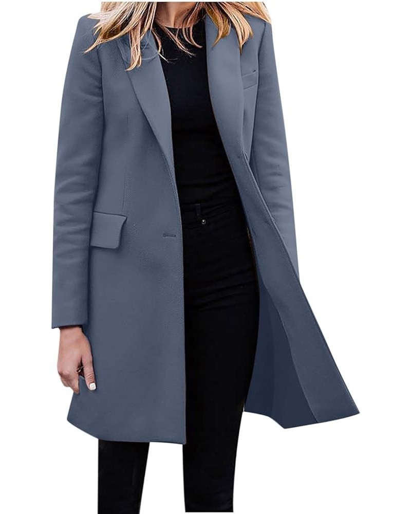 Womens Open Front Long Sleeve Lapel Cardigans Solid Color Casual Work Office Jackets Blazer Jacket 101*navy $8.15 Blazers