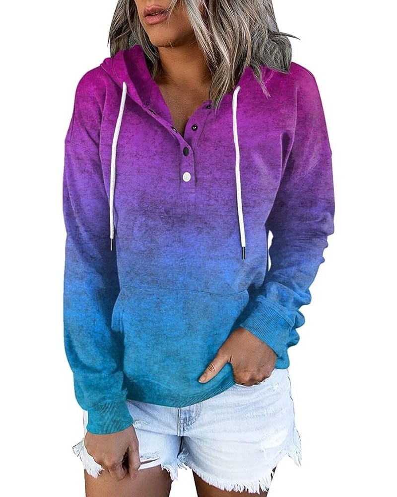 Hoodies for Women Oversized Sweatshirt Button Down Long Sleeve Shirts Drawstring Pullover Tops Fall Winter Clothes G-purple $...