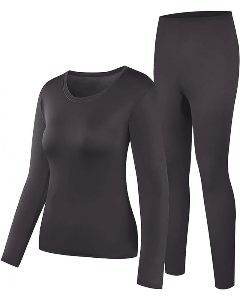 Long Johns Thermal Underwear Sets for Women Base Layer Fleece Lined Winter Warm Top & Bottom Sets for Cold Weather Charcoal $...