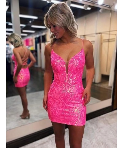 Sparkly Sequin Tight Homecoming Dresses for Teens 2023 Short Lace Glitter Prom Cocktail Party Gown for Women Hot Pink $25.64 ...