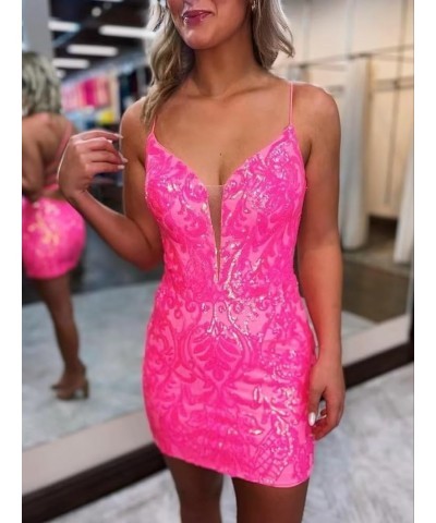 Sparkly Sequin Tight Homecoming Dresses for Teens 2023 Short Lace Glitter Prom Cocktail Party Gown for Women Hot Pink $25.64 ...