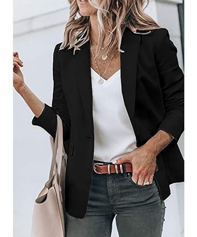 Women's Oversized Blazers Lapel Open Front Long Sleeve Work Office Suit Jacket Coat Blazers & Suit Jackets Black-5 $11.09 Bla...