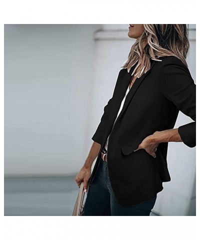 Women's Oversized Blazers Lapel Open Front Long Sleeve Work Office Suit Jacket Coat Blazers & Suit Jackets Black-5 $11.09 Bla...