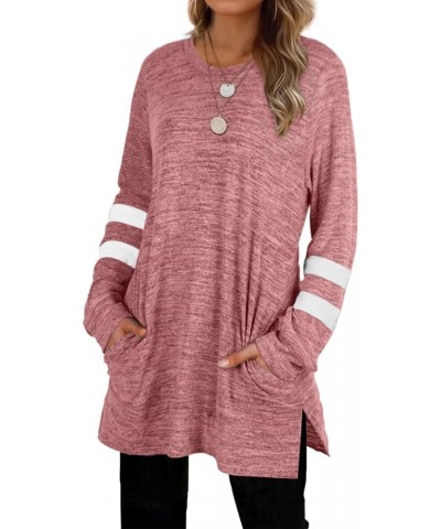 Womens Casual Sweatshirts Long Sleeve Shirts Oversized With Pocket Tunic Tops S-3XL 223-pink $11.72 Tops