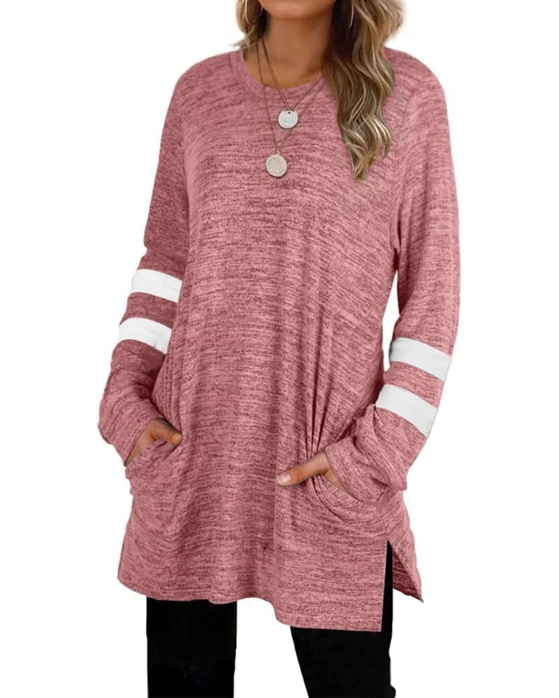 Womens Casual Sweatshirts Long Sleeve Shirts Oversized With Pocket Tunic Tops S-3XL 223-pink $11.72 Tops