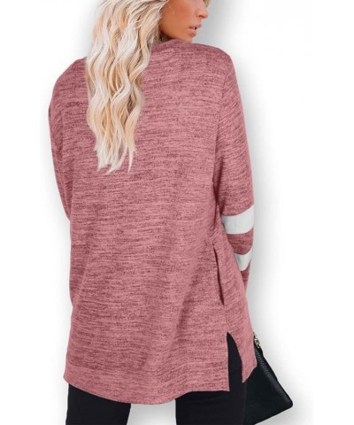 Womens Casual Sweatshirts Long Sleeve Shirts Oversized With Pocket Tunic Tops S-3XL 223-pink $11.72 Tops