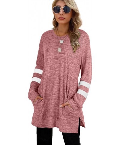 Womens Casual Sweatshirts Long Sleeve Shirts Oversized With Pocket Tunic Tops S-3XL 223-pink $11.72 Tops