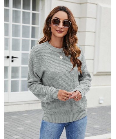 Women's Long Sleeve Crew Neck Casual Chunky Knit Pullover Sweaters Tops Grey $17.60 Sweaters