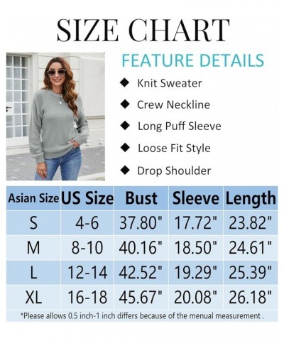 Women's Long Sleeve Crew Neck Casual Chunky Knit Pullover Sweaters Tops Grey $17.60 Sweaters