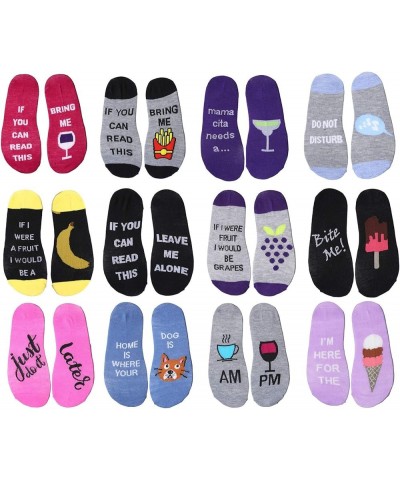 Women's 12 Pairs Colorful Patterned Crew Socks Available In Sizes Wording on Sole $9.24 Activewear