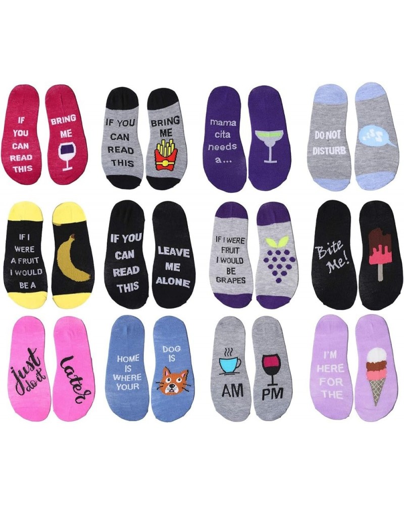 Women's 12 Pairs Colorful Patterned Crew Socks Available In Sizes Wording on Sole $9.24 Activewear