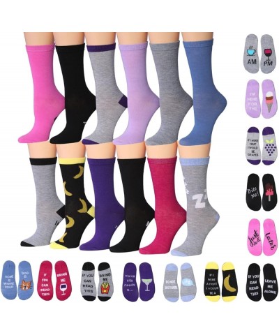 Women's 12 Pairs Colorful Patterned Crew Socks Available In Sizes Wording on Sole $9.24 Activewear