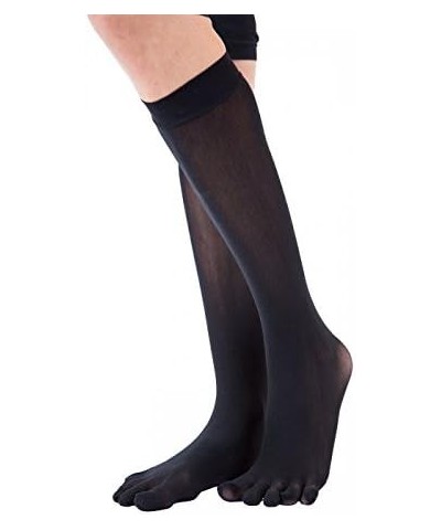 Legwear Plain Nylon Knee-High Toe Socks Black $13.25 Socks