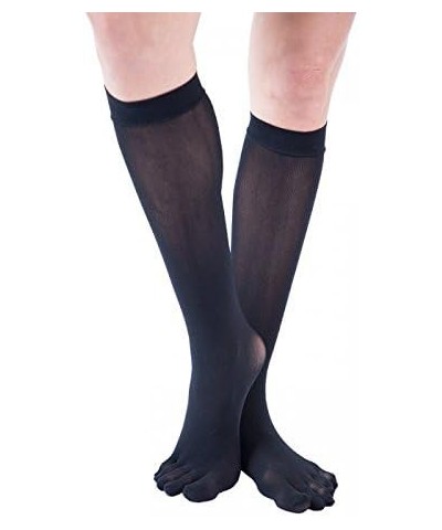 Legwear Plain Nylon Knee-High Toe Socks Black $13.25 Socks