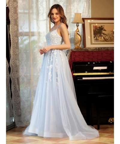 Elegant Lace Prom Dresses Long Spaghetti Straps Corset Formal Evening Dress for Women Ball Gown Party RO046 Aqua $31.50 Dresses