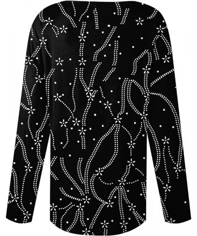 Long Sleeve Tunic Tops For Women, 2024 Spring Trendy Casual Square Neck Top Loose Fitted Vintage Floral Print Shirts A-black ...