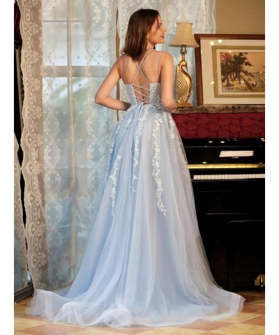 Elegant Lace Prom Dresses Long Spaghetti Straps Corset Formal Evening Dress for Women Ball Gown Party RO046 Aqua $31.50 Dresses