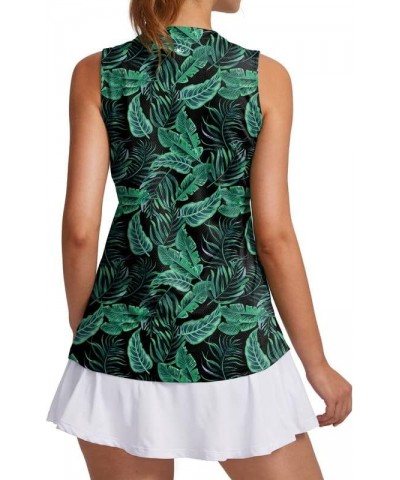 Women's Sleeveless Golf Shirt V-Neck Lightweight Quick Dry Tennis Tank Tops Polo Shirts for Women Leaf $14.10 Shirts