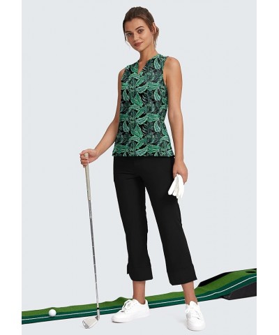 Women's Sleeveless Golf Shirt V-Neck Lightweight Quick Dry Tennis Tank Tops Polo Shirts for Women Leaf $14.10 Shirts