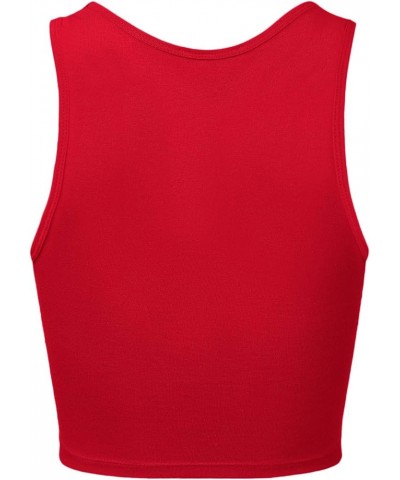 Women Sleeveless Camisole Crop Tank Top Racerback High Halter Neck Classic Shirt 911-bold Red $10.17 Activewear