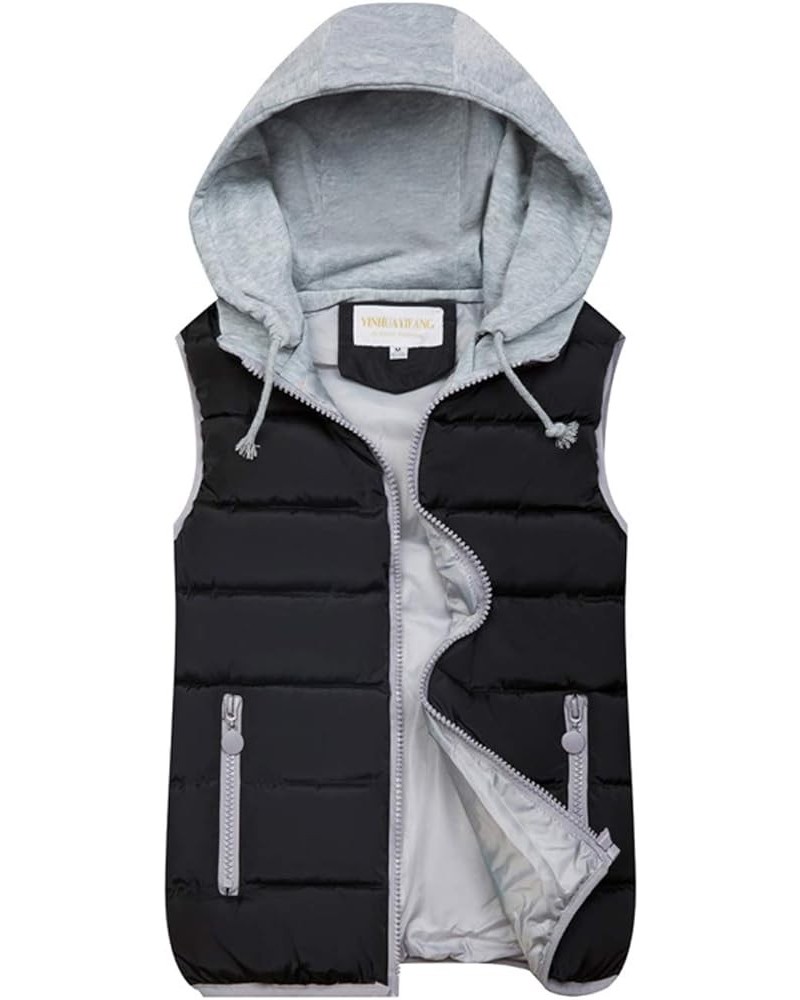 Women's Puffer Vest Zip Up Quilted Padded Winter Sleeveless Hooded Vest Gilet Black $21.05 Vests