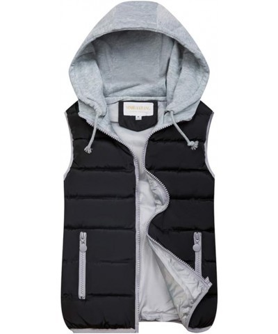 Women's Puffer Vest Zip Up Quilted Padded Winter Sleeveless Hooded Vest Gilet Black $21.05 Vests